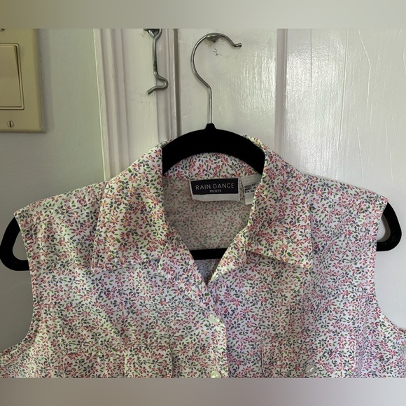 Cotton button-up floral pattern tank shirt - Picture 3 of 3